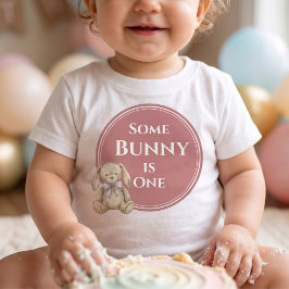 Camiseta Para Bebê Algum Coelhinho é uma Menina de Aniversário de Coe