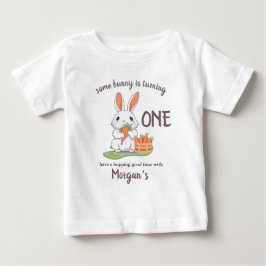 Camiseta Para Bebê Algum Coelhinho Faz Um Meninos Meninas 1º Aniversá