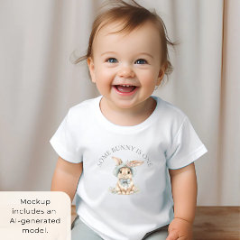 Camiseta Para Bebê Algum Coelhinho Fofo Faz Um Texto Curvo