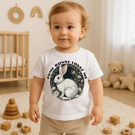 Camiseta Para Bebê Algum Coelhinho Me Ama Flora de Primavera de Pásco