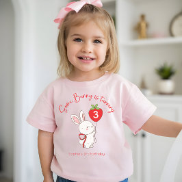 Camiseta Para Bebê Algum Coelhinho Morango Rosa Aniversário Foto