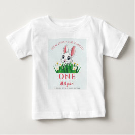 Camiseta Para Bebê Algum Coelhinho Uma Menina Coelho Fofa 1º Aniversá