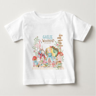 Camiseta Para Bebê Alice Adventures em Woderland Birthday Tea Party