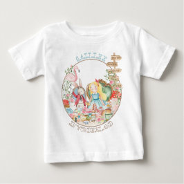 Camiseta Para Bebê Alice Adventures em Woderland Birthday Tea Party