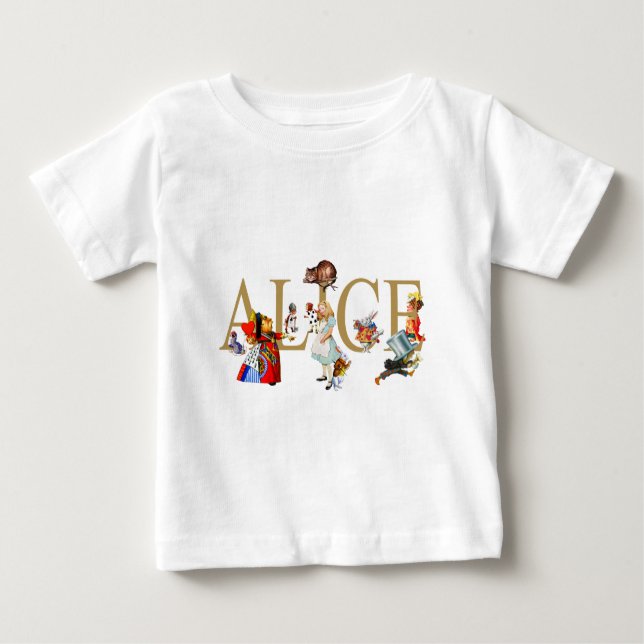 CAMISETA PARA BEBÊ ALICE IN WONDERLAND E AMIGOS (Frente)