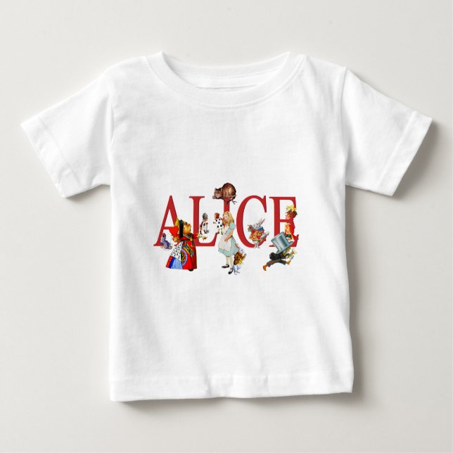 CAMISETA PARA BEBÊ ALICE IN WONDERLAND E AMIGOS (Frente)