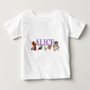 Camiseta Para Bebê Alice no País das Maravilhas e Amigos