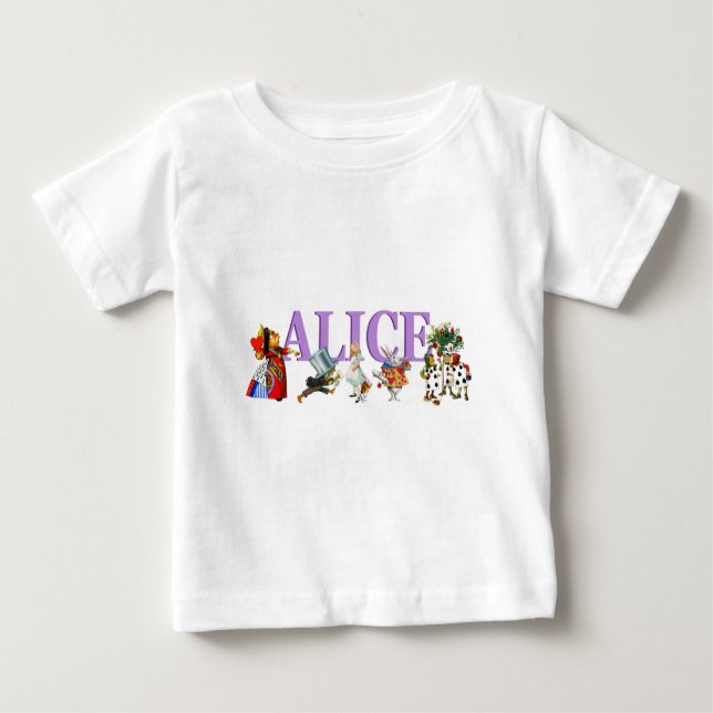 Camiseta Para Bebê Alice no País das Maravilhas e Amigos (Frente)