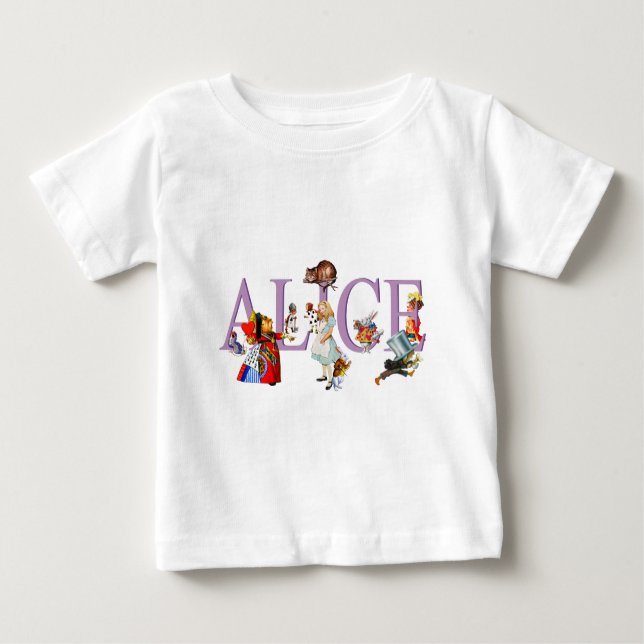 Camiseta Para Bebê Alice no país das maravilhas e amigos (Frente)
