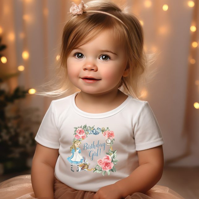 Camiseta Para Bebê Alice no País das Portas (Alice in Onederland Birthday Girl Baby T-Shirt
)