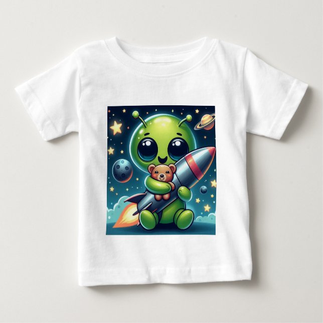 CAMISETA PARA BEBÊ ALIENÍGENA COM UM ROCHET (Frente)