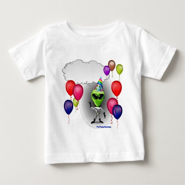 Camiseta Para Bebê Alienígena de fala da festa de aniversário (Frente)