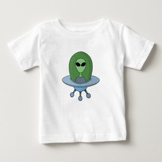 Camiseta Para Bebê Alienígena em sua nave espacial (Frente)