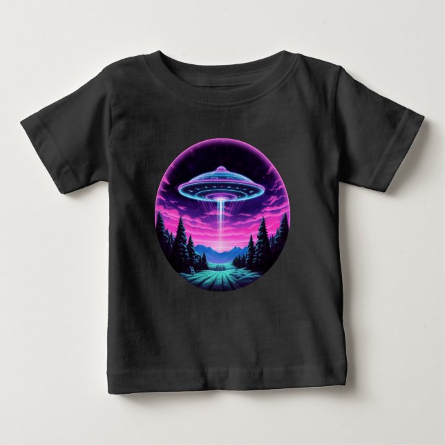 Camiseta Para Bebê Alienígena Espacial Retrofuturista (Frente)
