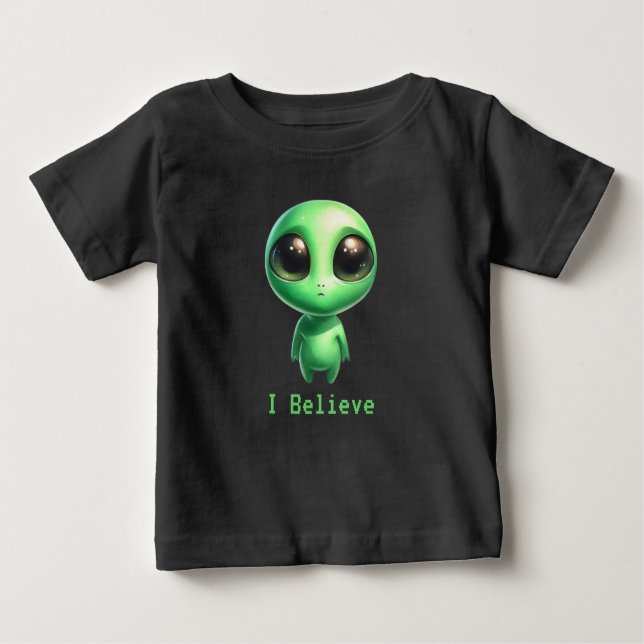 Camiseta Para Bebê Alienígena - Eu acredito (Frente)