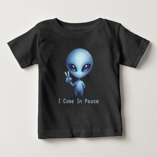 Camiseta Para Bebê Alienígena - Eu Vim Em Paz (Frente)