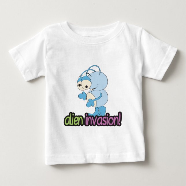 Camiseta Para Bebê Alienígena Invasão de Design 2 (Frente)