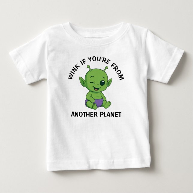Camiseta Para Bebê Alienígena Verde (Frente)