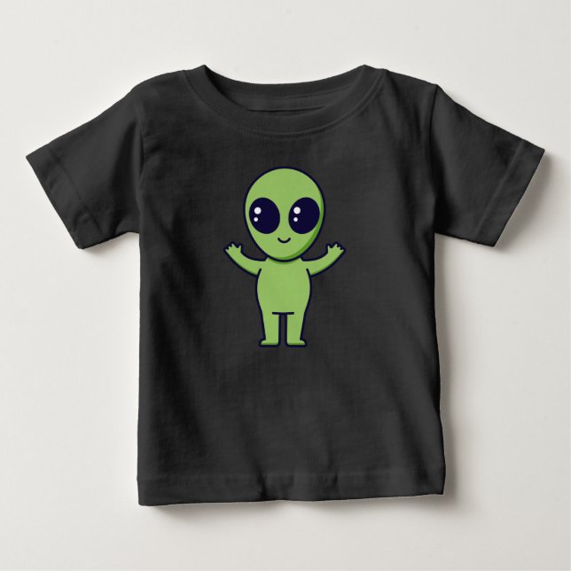 Camiseta Para Bebê “Alienígena Verde Fofo (Frente)