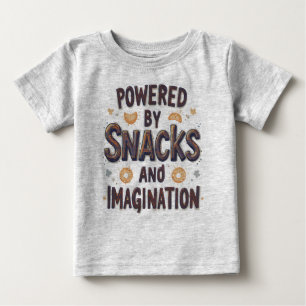 Camiseta Para Bebê Alimentado pela Imaginação e Snacks Citação de Com