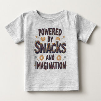 Camiseta Para Bebê Alimentado pela Imaginação e Snacks Citação de Com