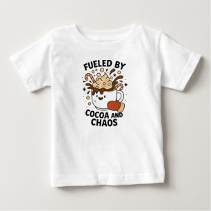 Camiseta Para Bebê Alimentado por Cacau e Caos – Natal Fofo