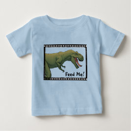 Camiseta Para Bebê Alimente-Me! Dinossauro Bebê T-Rex
