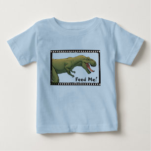 Camiseta Para Bebê Alimente-Me! Dinossauro Bebê T-Rex