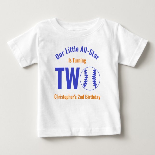 Camiseta Para Bebê All-Star Baseball 2º Aniversário (Frente)