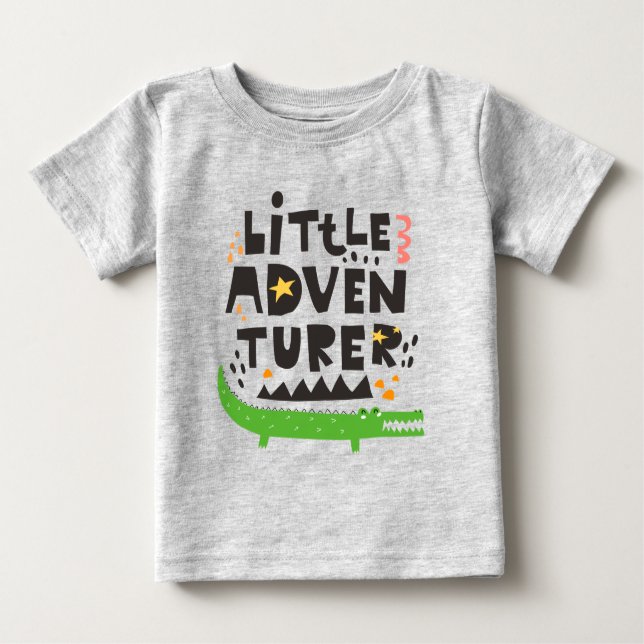 Camiseta Para Bebê Alligador de Pequenos Aventuros (Frente)