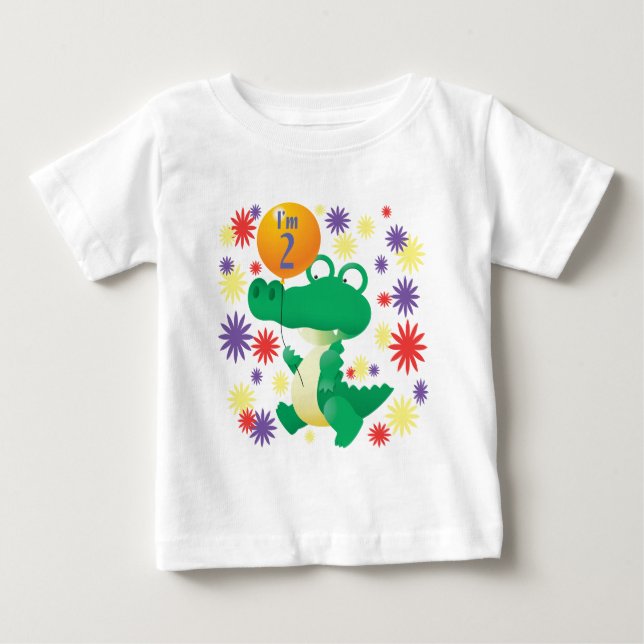 Camiseta Para Bebê Alligador de segundos aniversários (Frente)