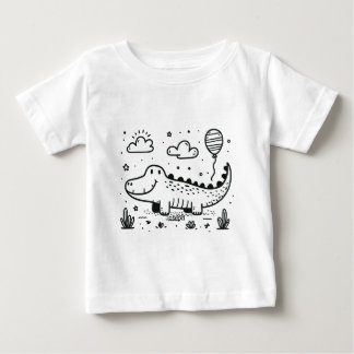 Camiseta Para Bebê Alligador Feliz com Balão - Arte de Enfermeiro Bon