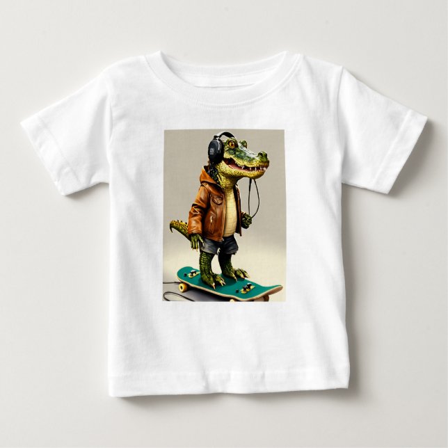 Camiseta Para Bebê "Alligators Sunning: A Slice of Florida Life" (Frente)