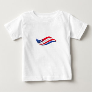 Camiseta Para Bebê Almofada USA Stars & Stripes Wave Vermelho Branc