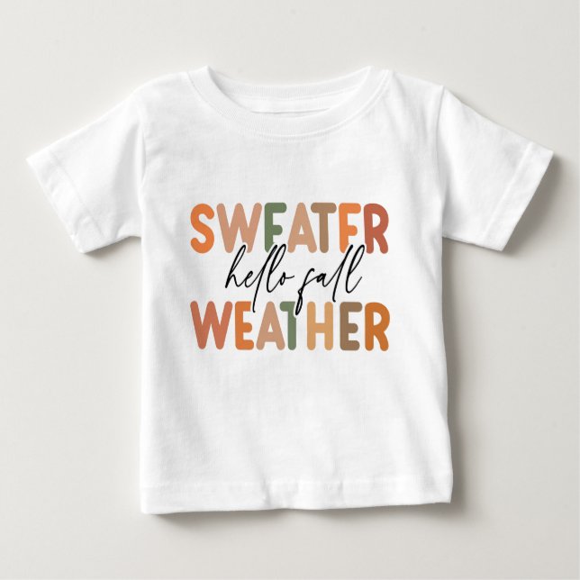 Camiseta Para Bebê Alô Fall | Clima De Sweater (Frente)