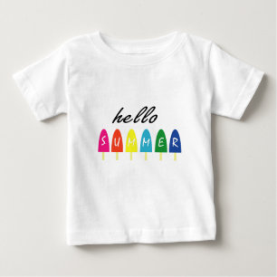 Camiseta Para Bebê Alô Sorvete de férias de verão picolé gelado