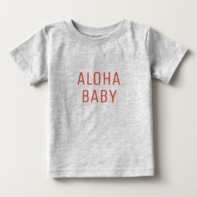 Camiseta Para Bebê Aloha design de texto do bebê (Frente)