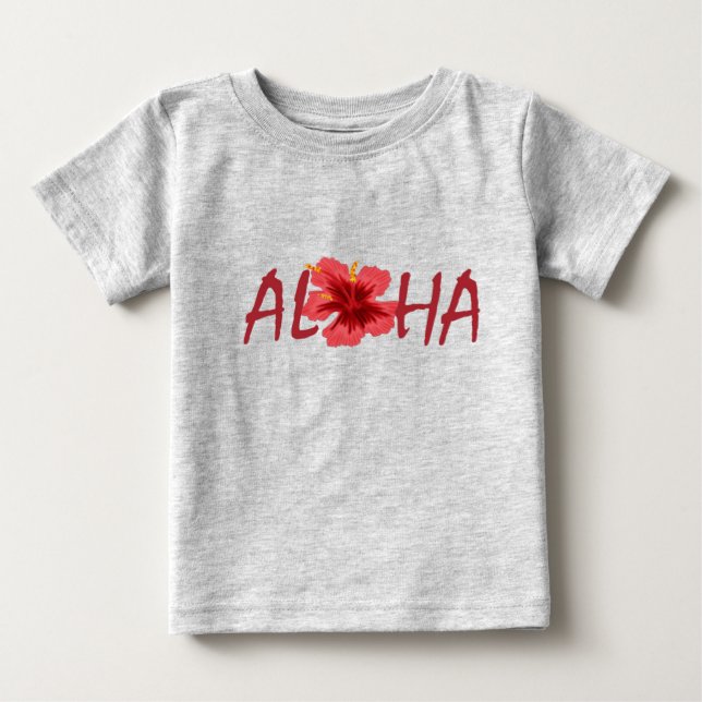 Camiseta Para Bebê Aloha hibiscus babá (Frente)