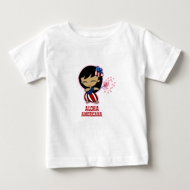 Camiseta Para Bebê Aloha Honey Firecracker Hula Moça T-shirts (Frente)