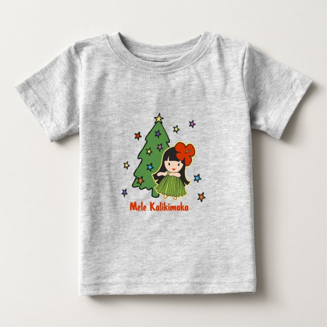 Camiseta Para Bebê Aloha Honys Christmas Hawaiian Hula Girl (Frente)
