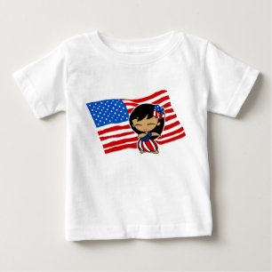 Camiseta Para Bebê Aloha Honys USA Flag Hula Girl T-shirts