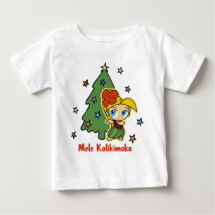 Camiseta Para Bebê Aloha menina de Hula loura do Natal dos méis