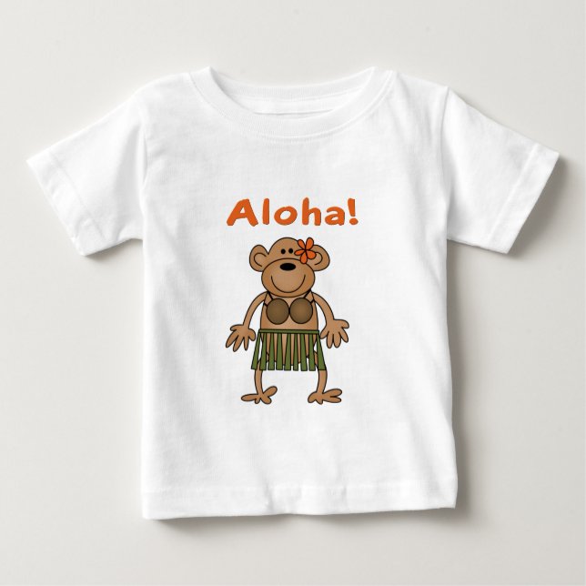 Camiseta Para Bebê Aloha Monkey (Frente)