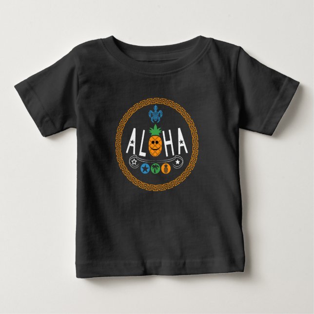 Camiseta Para Bebê Aloha Pineapple Design - Baby Fine Jersey T-Shirt (Frente)