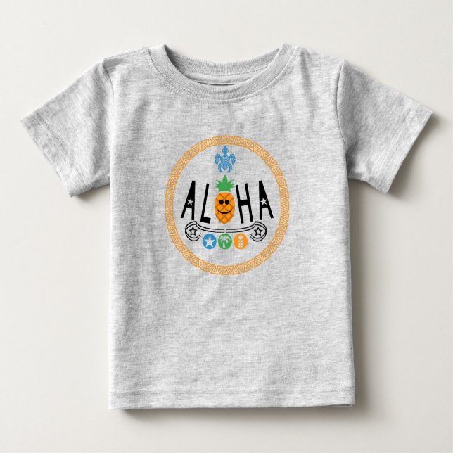 Camiseta Para Bebê Aloha Pineapple Design - Baby Fine Jersey T-Shirt (Frente)