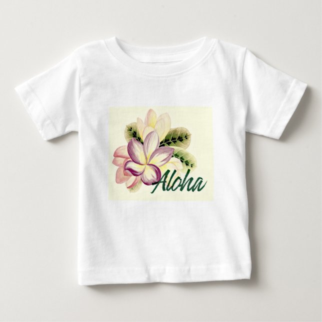 Camiseta Para Bebê Aloha Plumeria (Frente)