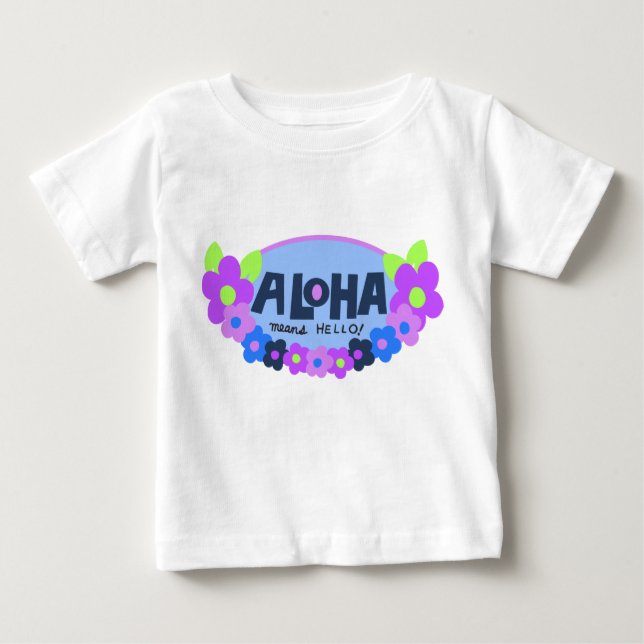 Camiseta Para Bebê Aloha significa Hello Hawaiian Floral (Frente)