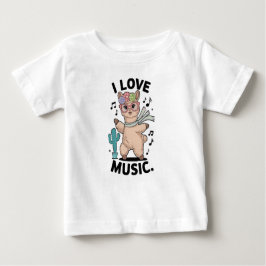 Camiseta Para Bebê Alpaca love music