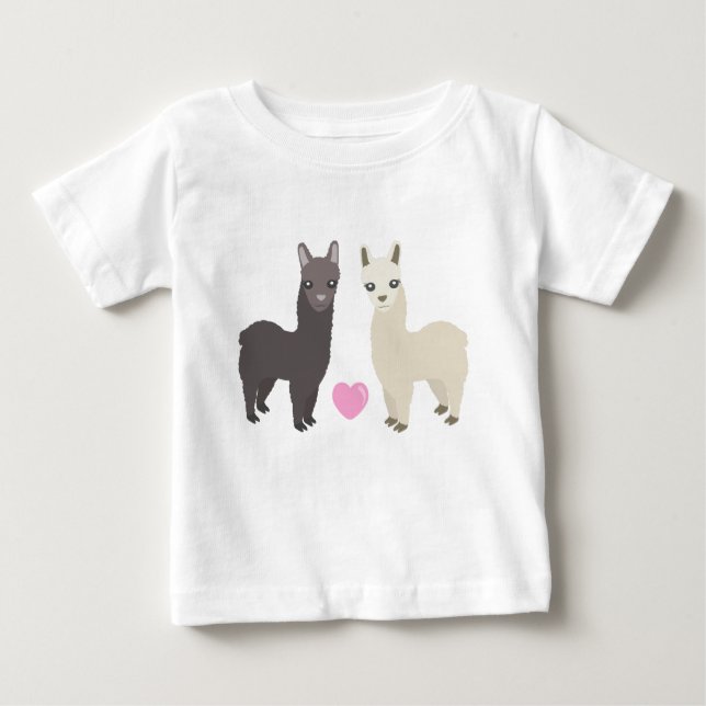 Camiseta Para Bebê Alpacas e coração (Frente)