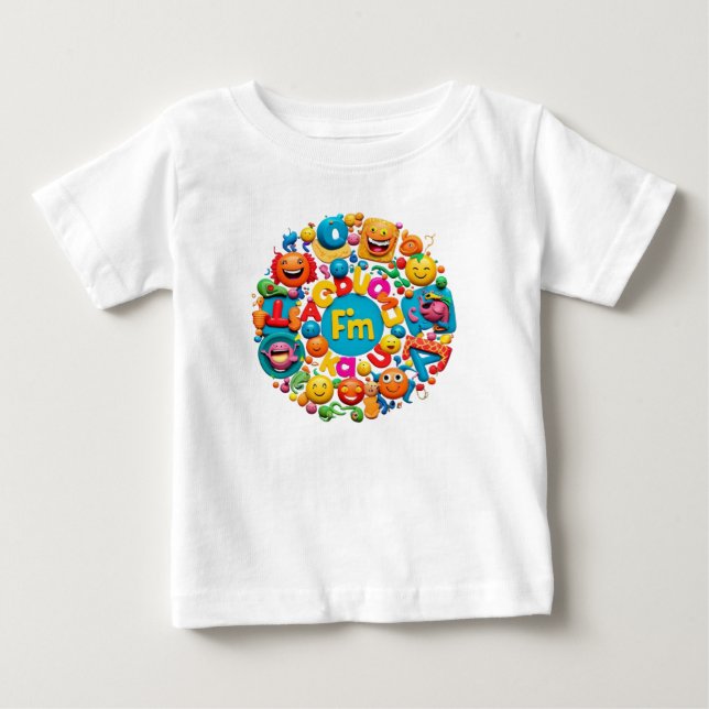 Camiseta Para Bebê "Alphabet Carousel" (Frente)